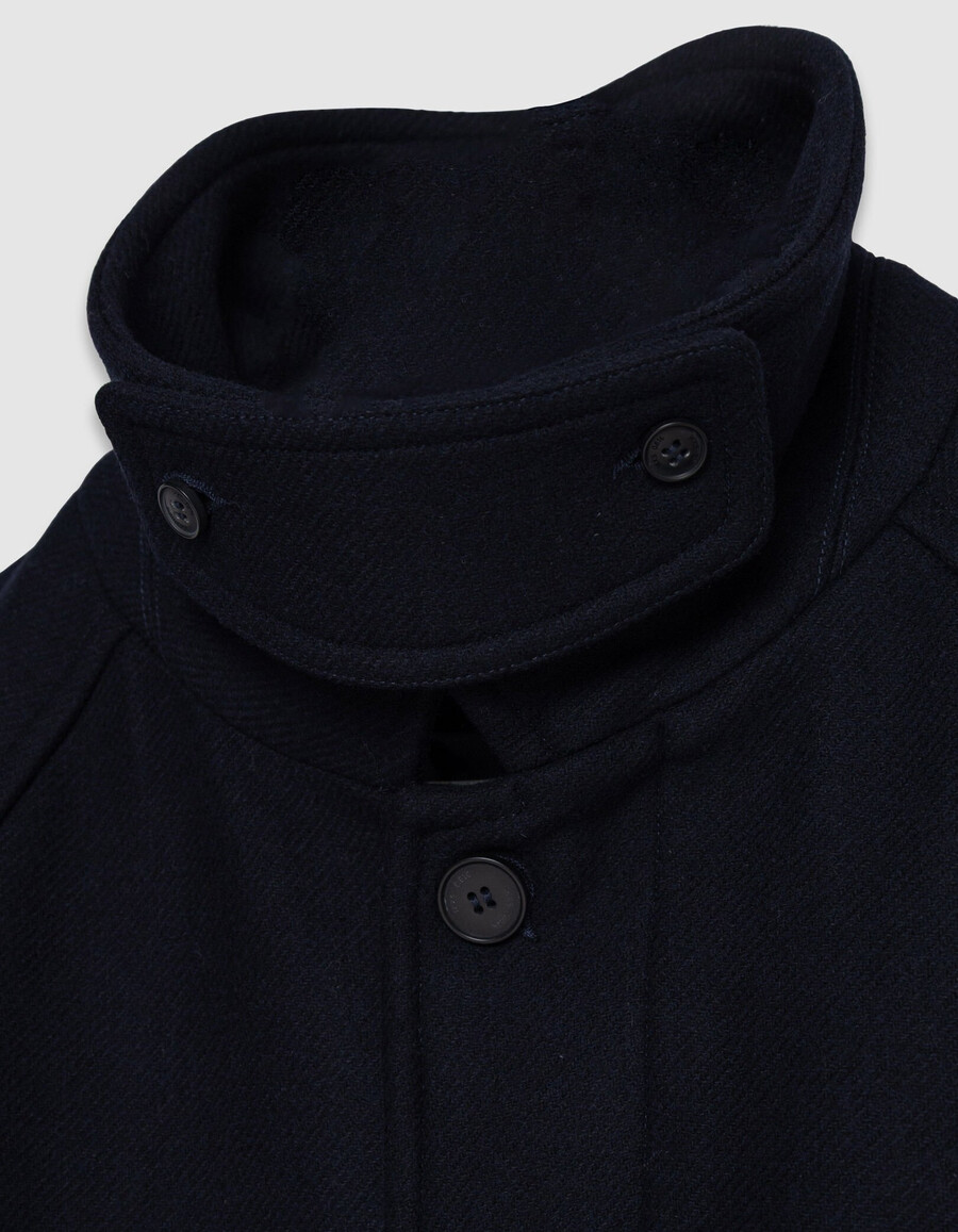 abrigo largo azul marino para hombre
