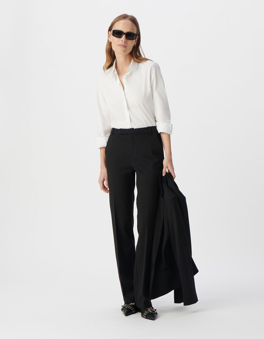 camisa blanca de manga larga para mujer