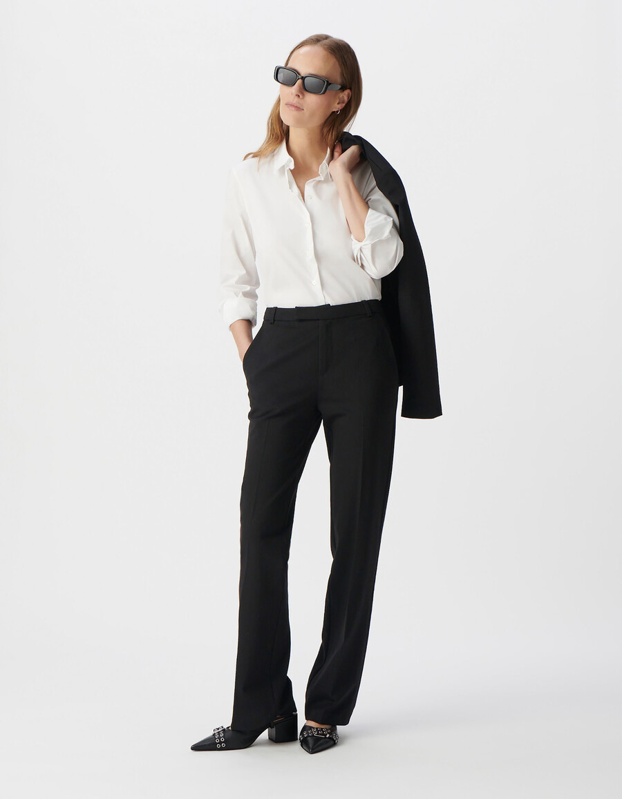 camisa blanca de manga larga para mujer