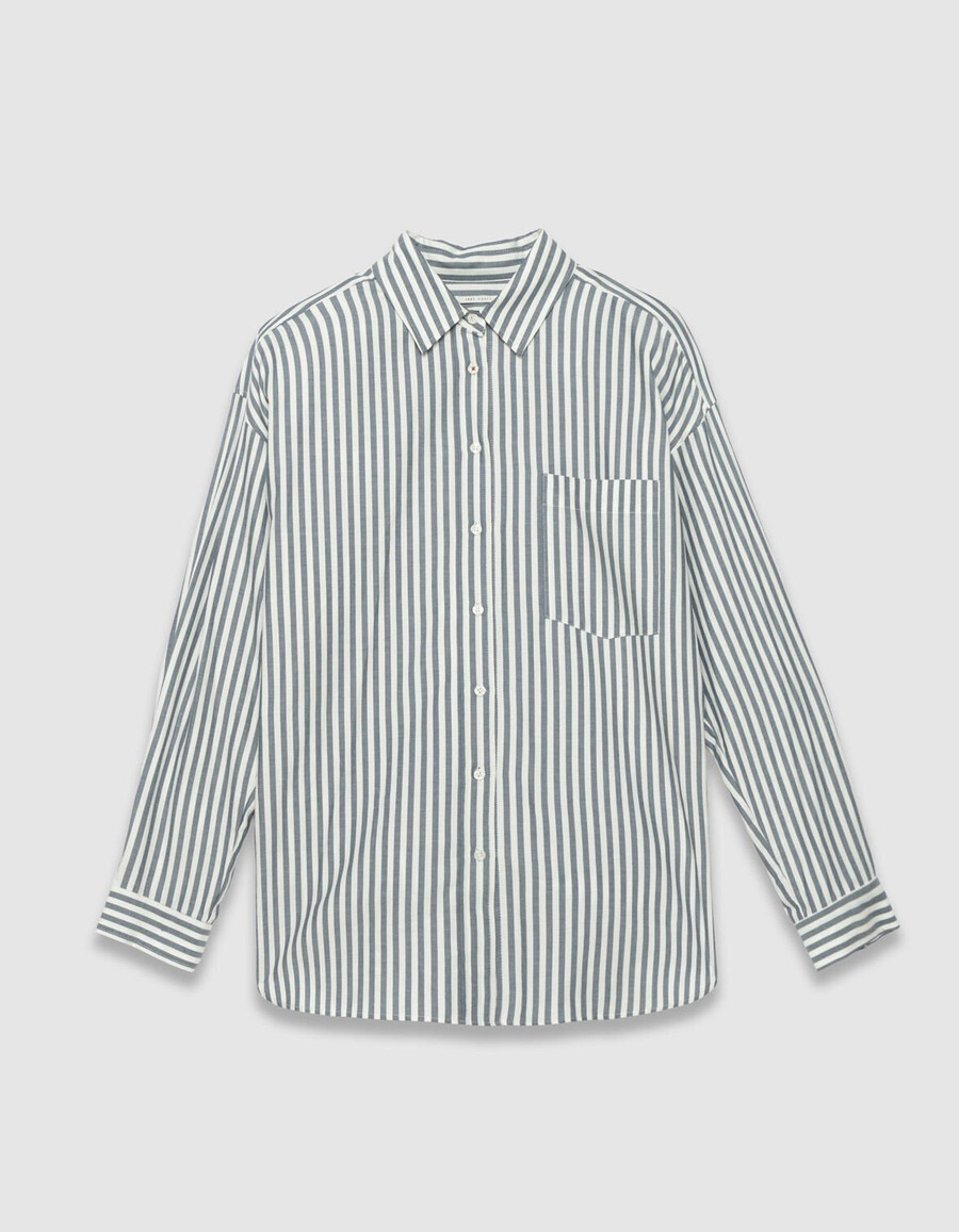 camisa de rayas azules y blancas para mujer