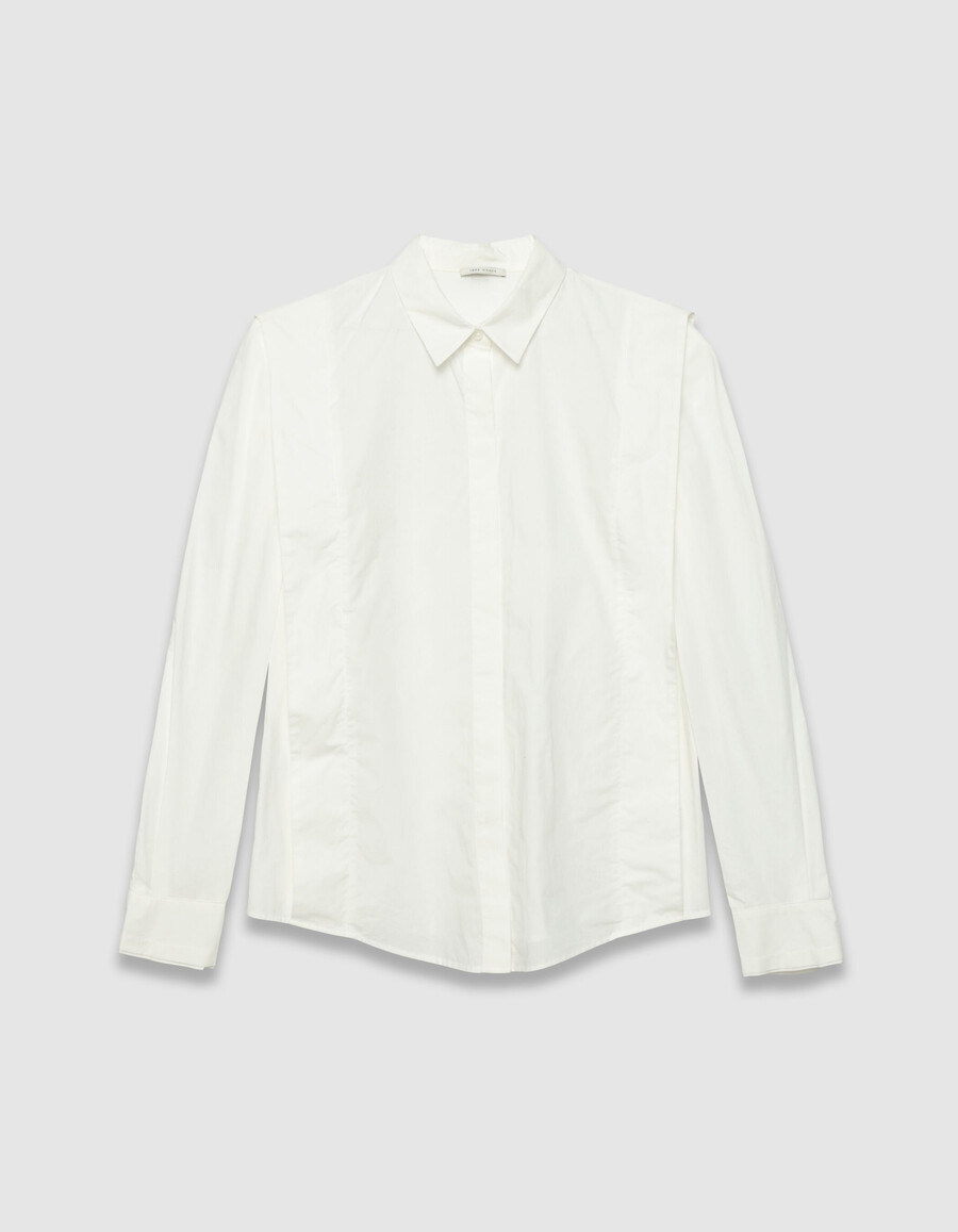 camisa blanca de mujer con aberturas laterales