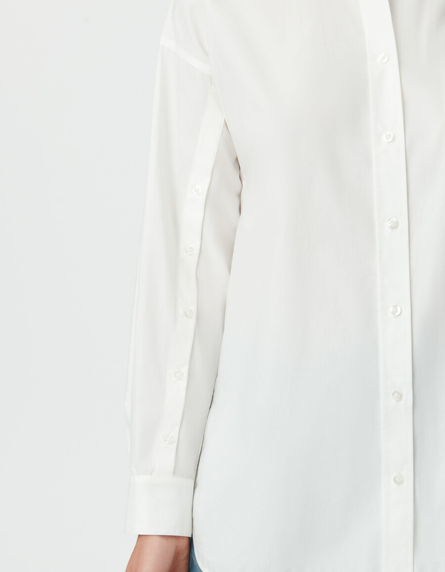camisa blanca de manga larga oversize para mujer