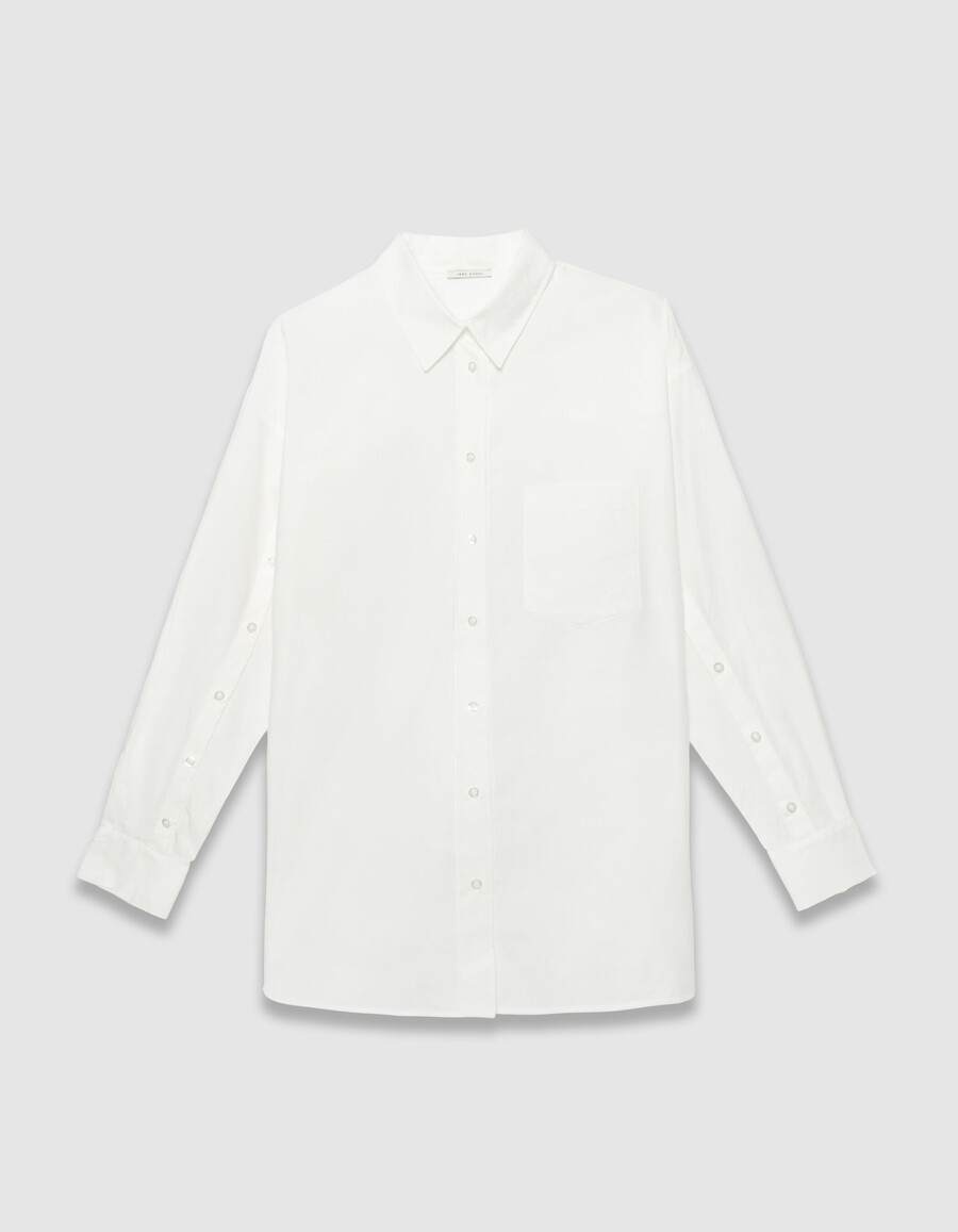 camisa blanca de manga larga oversize para mujer