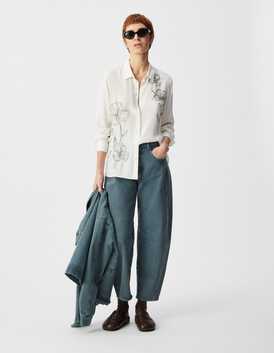 camisa bordada para mujer