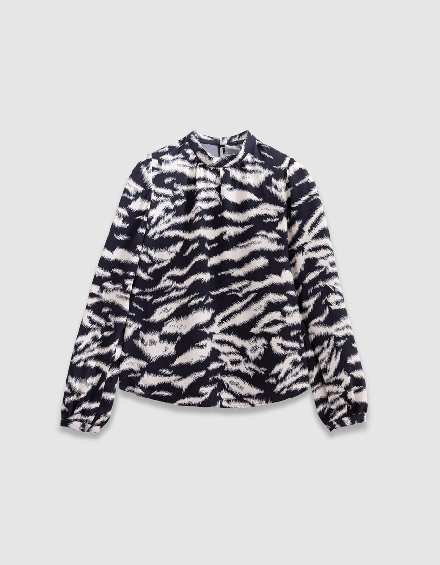 blusa negra con estampado de cebra para mujer