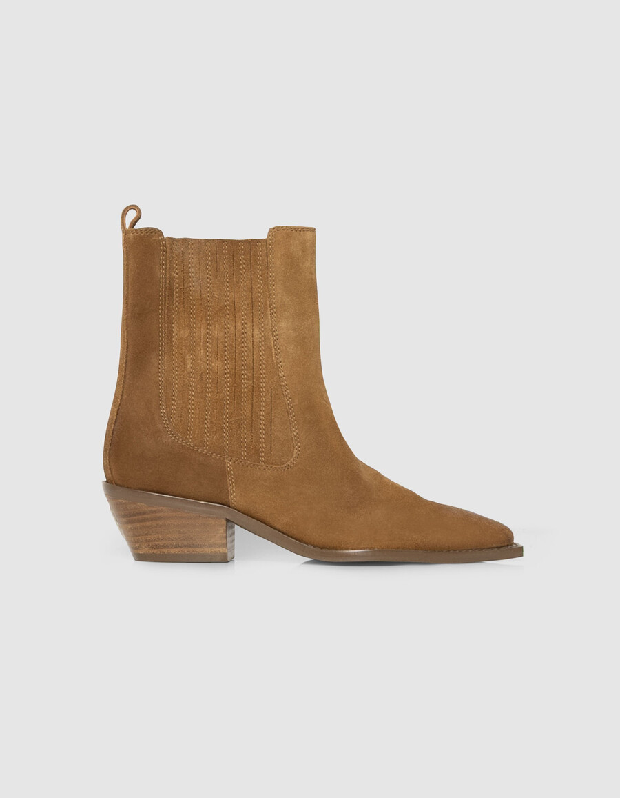 botas chelsea vaqueras de ante color camel para mujer