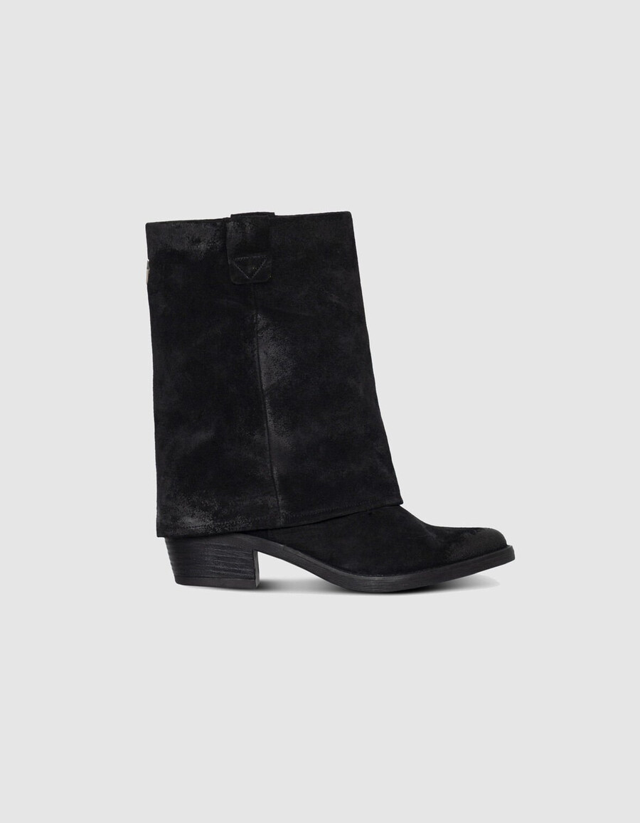 botas estilo polaina de ante negro para mujer