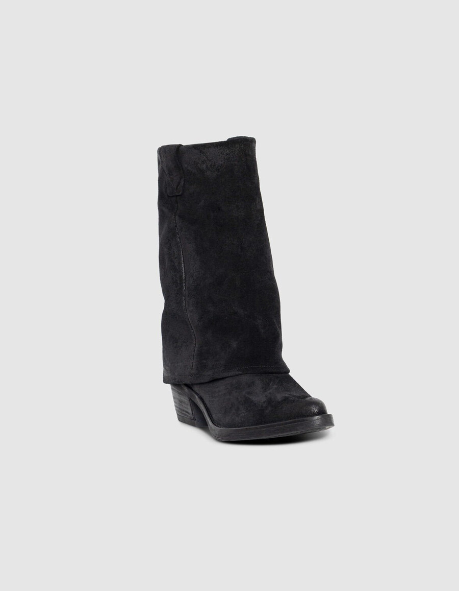 botas estilo polaina de ante negro para mujer