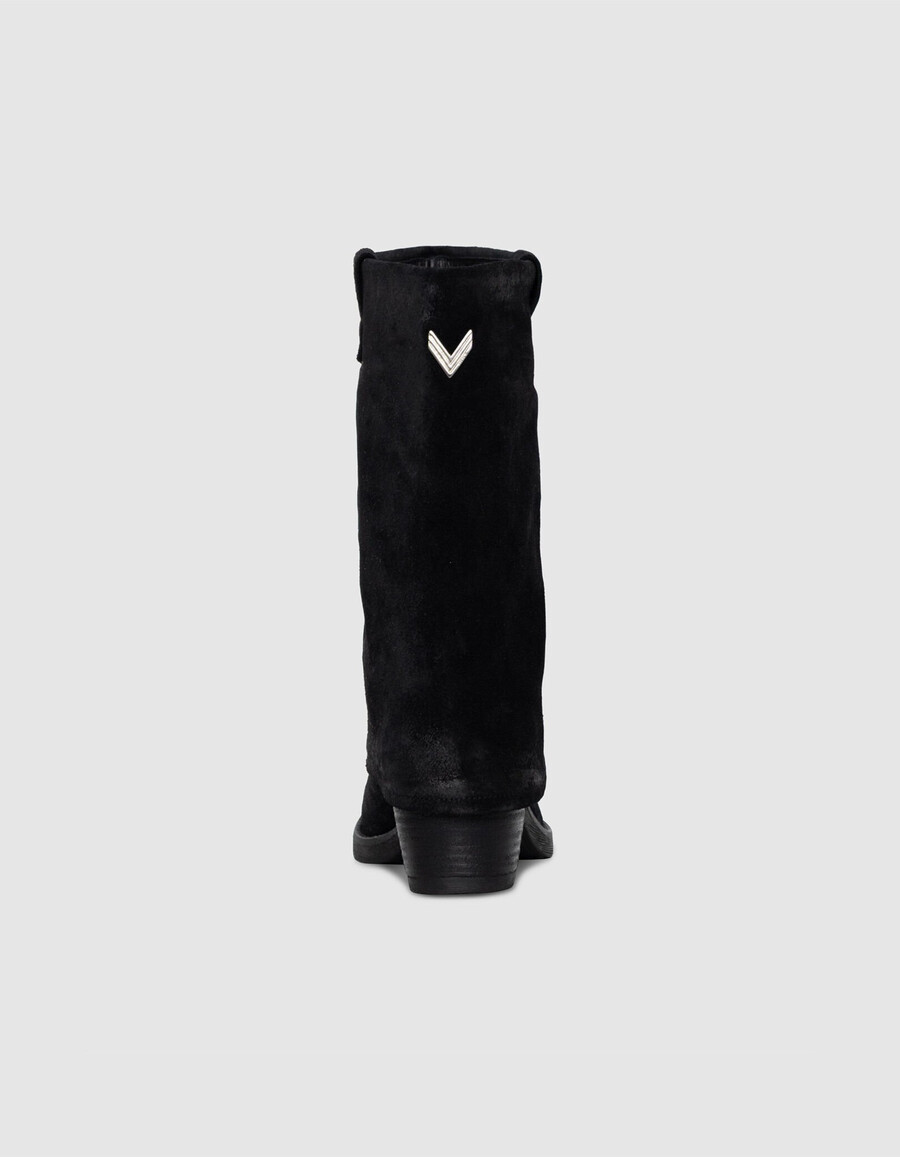 botas estilo polaina de ante negro para mujer