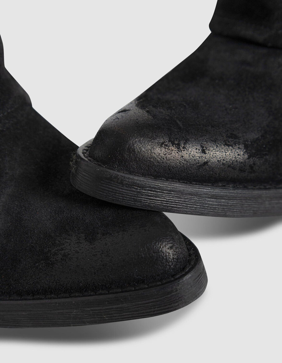 botas estilo polaina de ante negro para mujer
