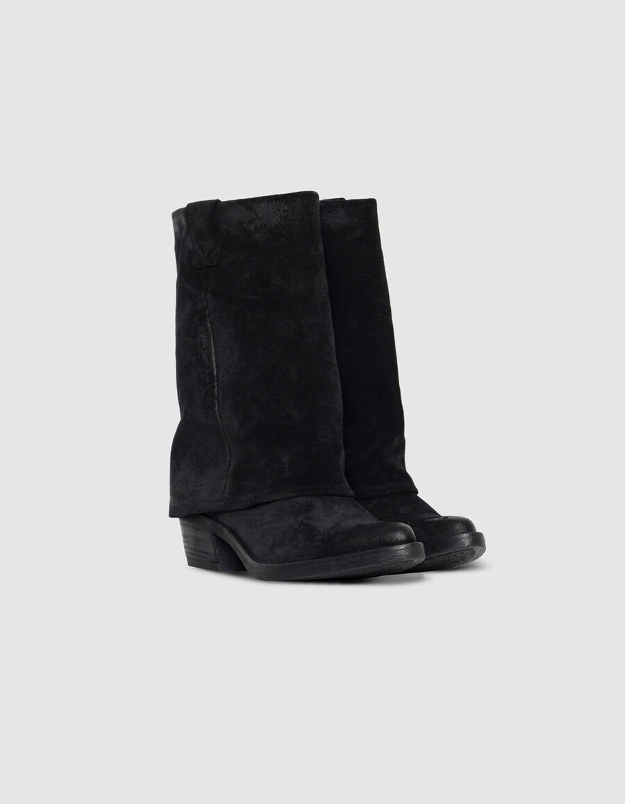 botas estilo polaina de ante negro para mujer