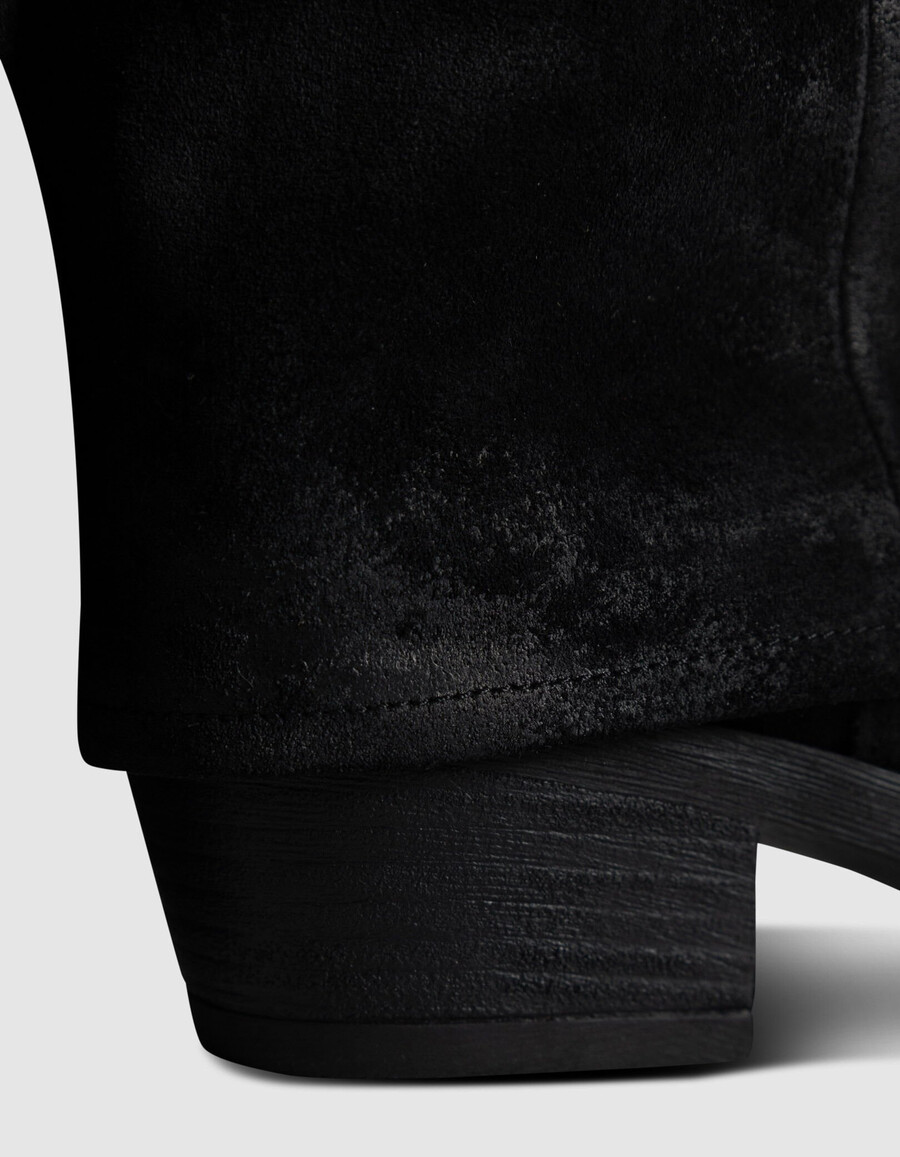 botas estilo polaina de ante negro para mujer
