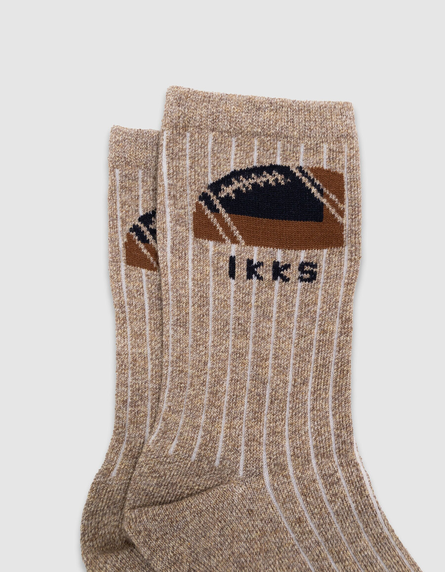 calcetines para niño en azul marino crudo y beige