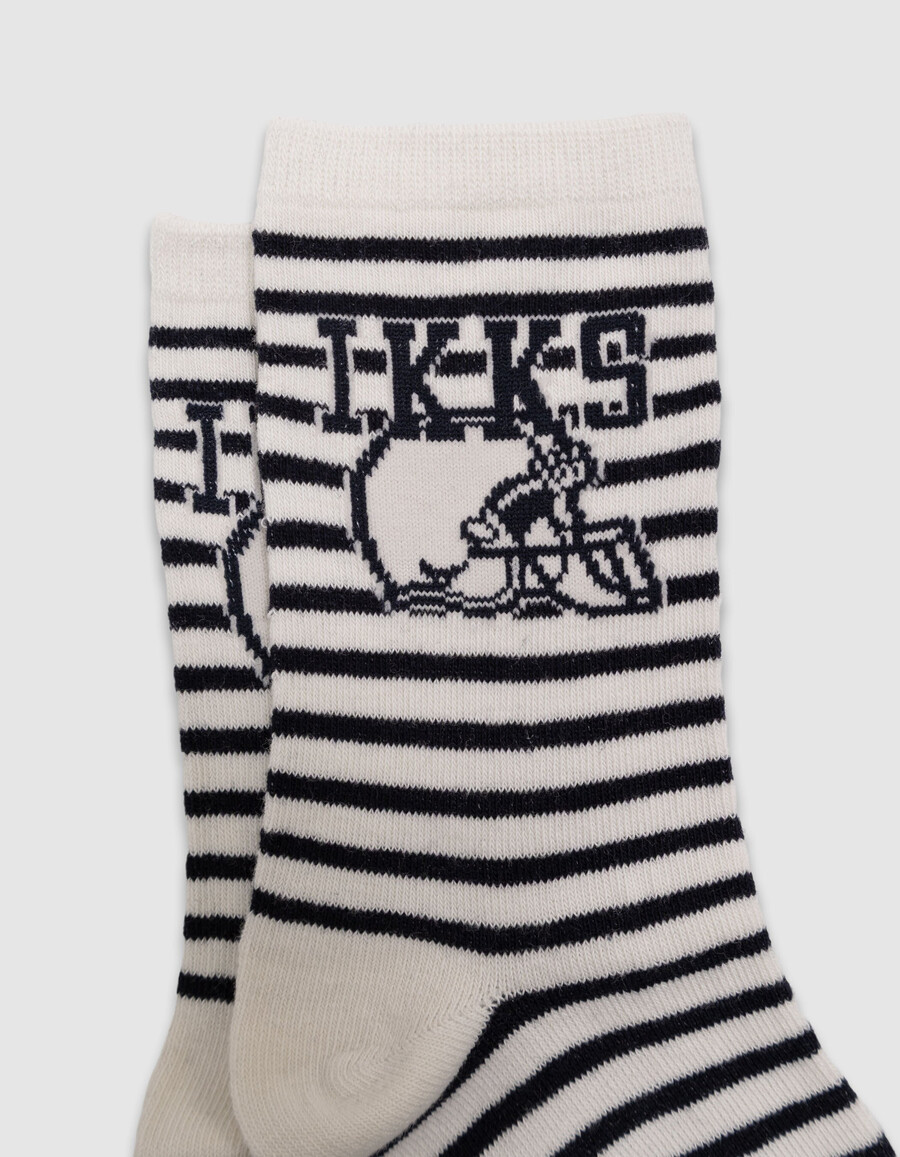 calcetines para niño en azul marino crudo y beige