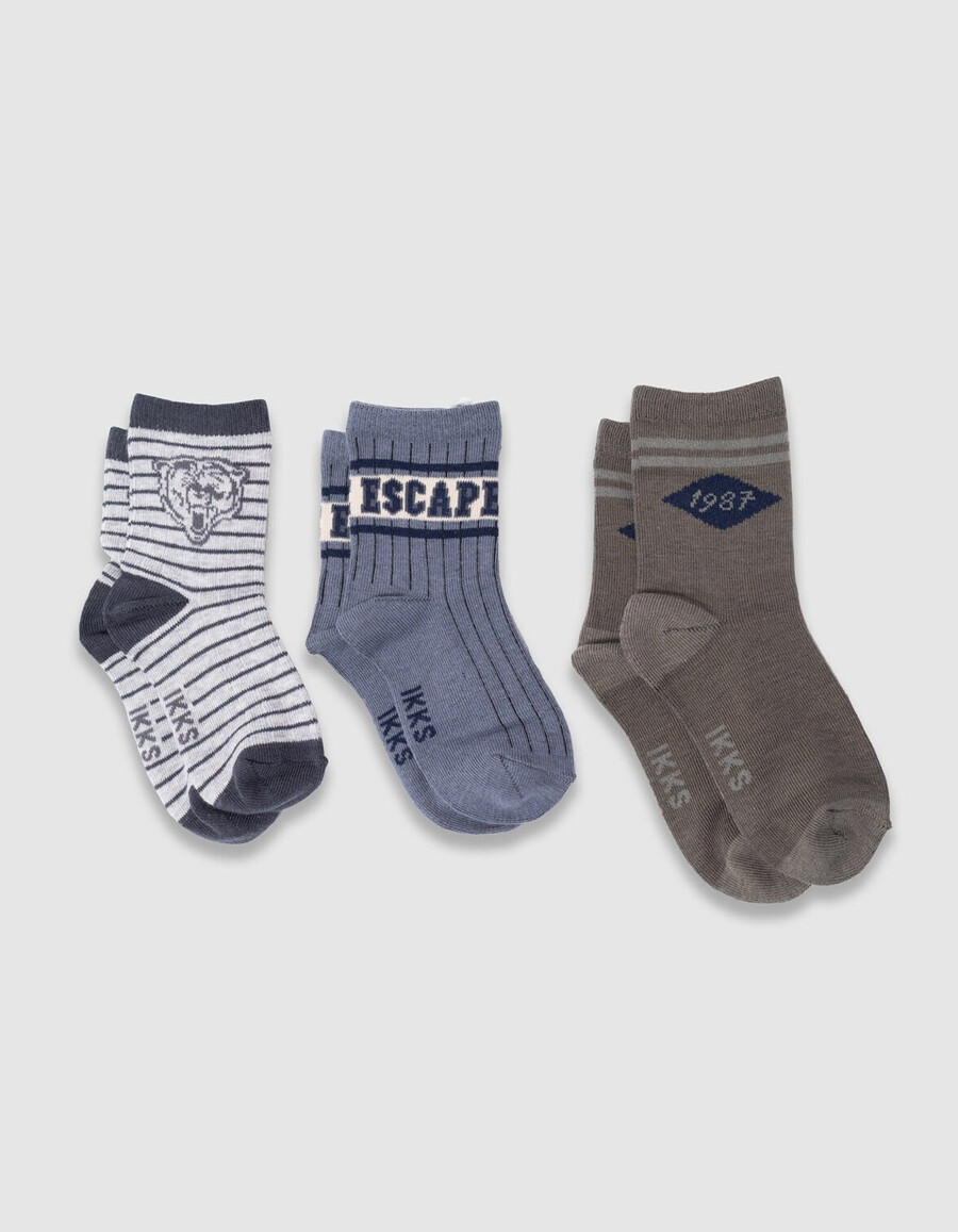 calcetines caqui y gris azulado para niño