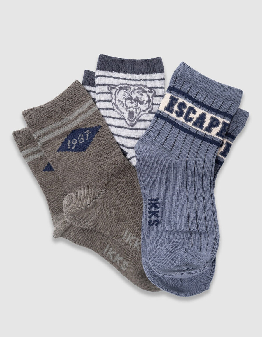 calcetines caqui y gris azulado para niño
