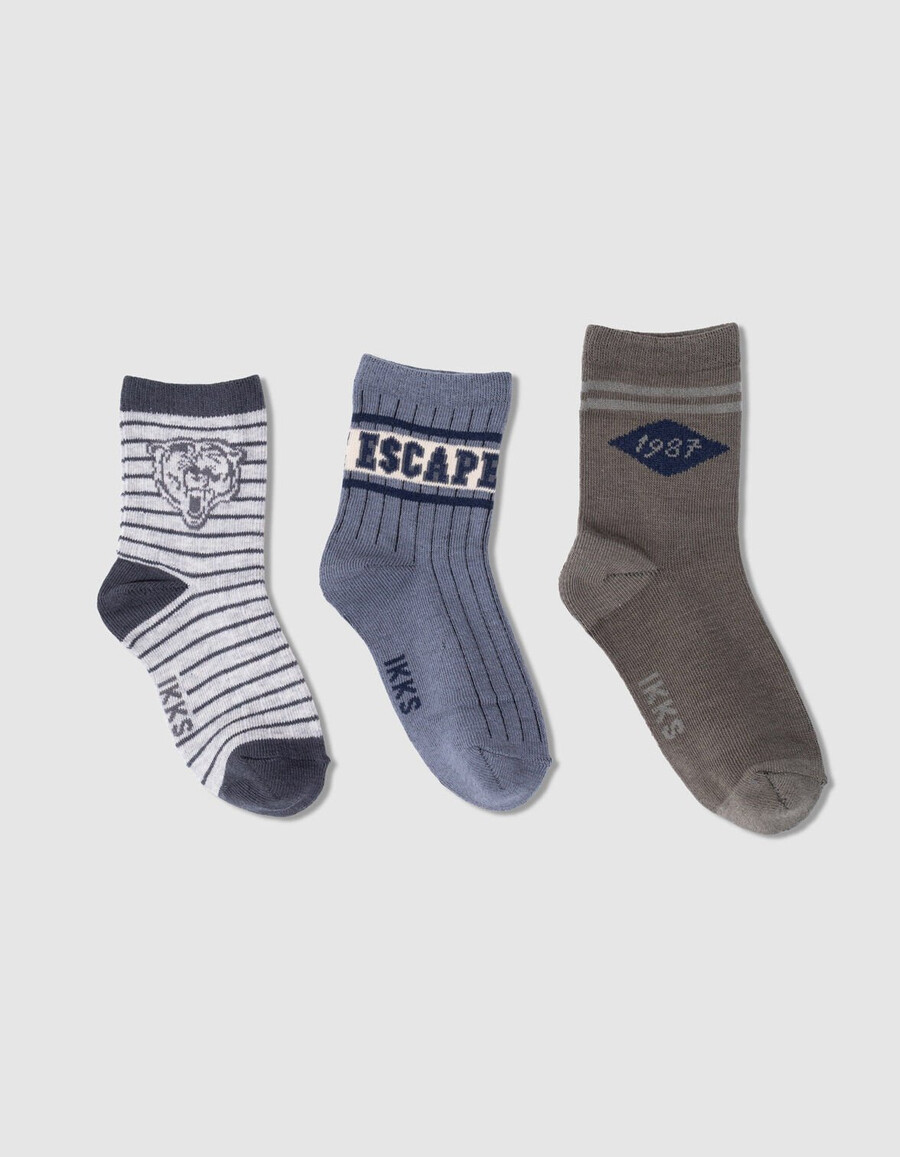 calcetines caqui y gris azulado para niño