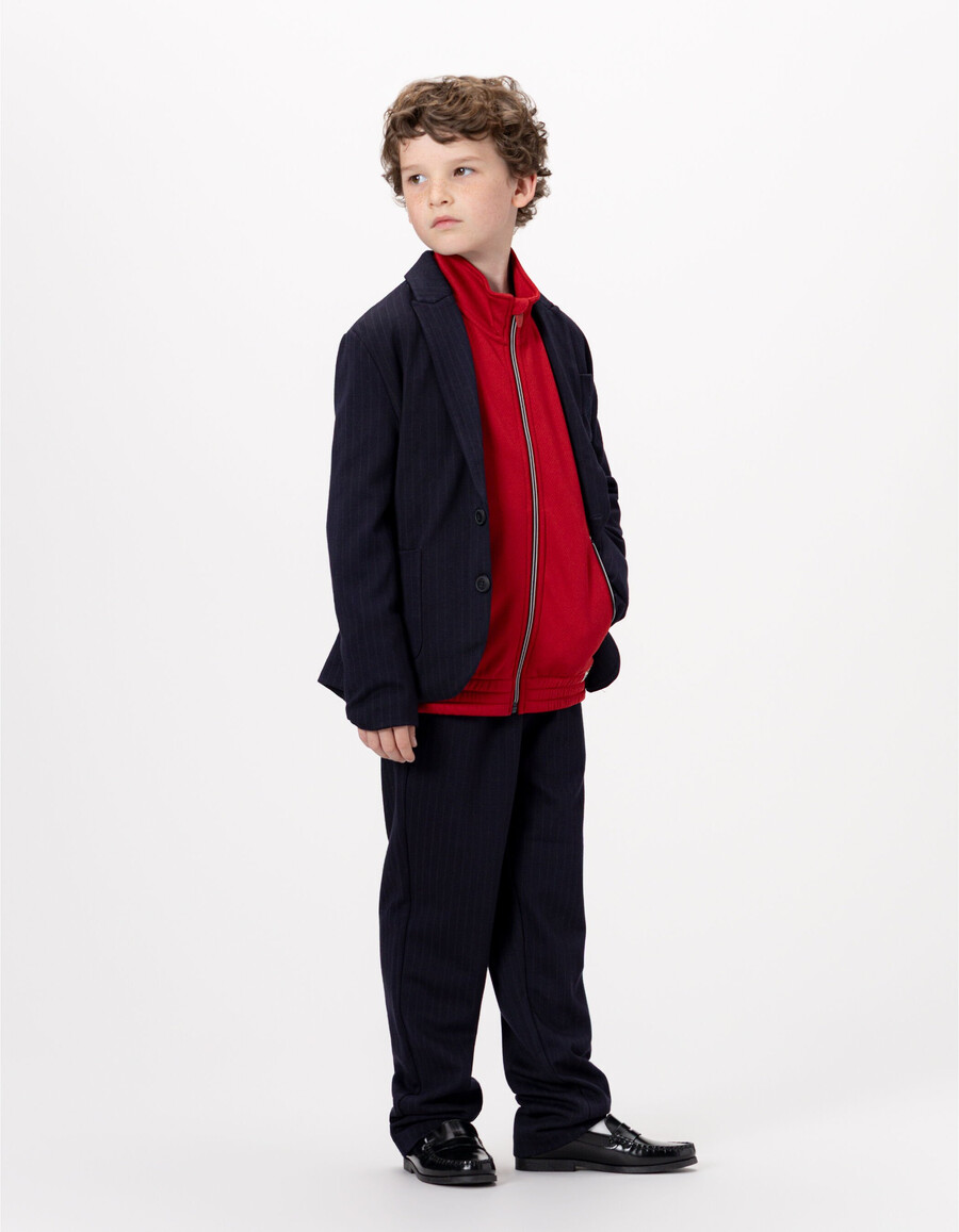chaqueta de traje de raya diplomática azul marino para niño