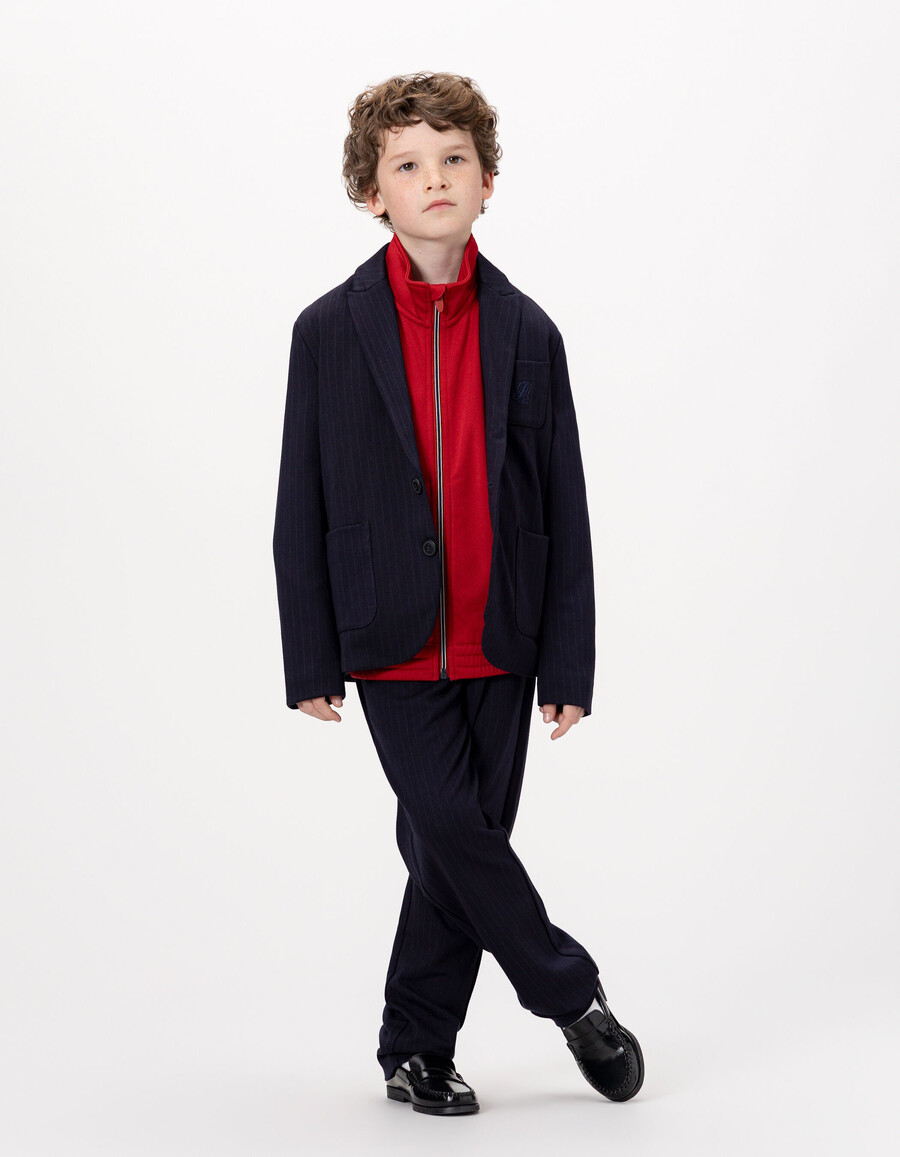 chaqueta de traje de raya diplomática azul marino para niño
