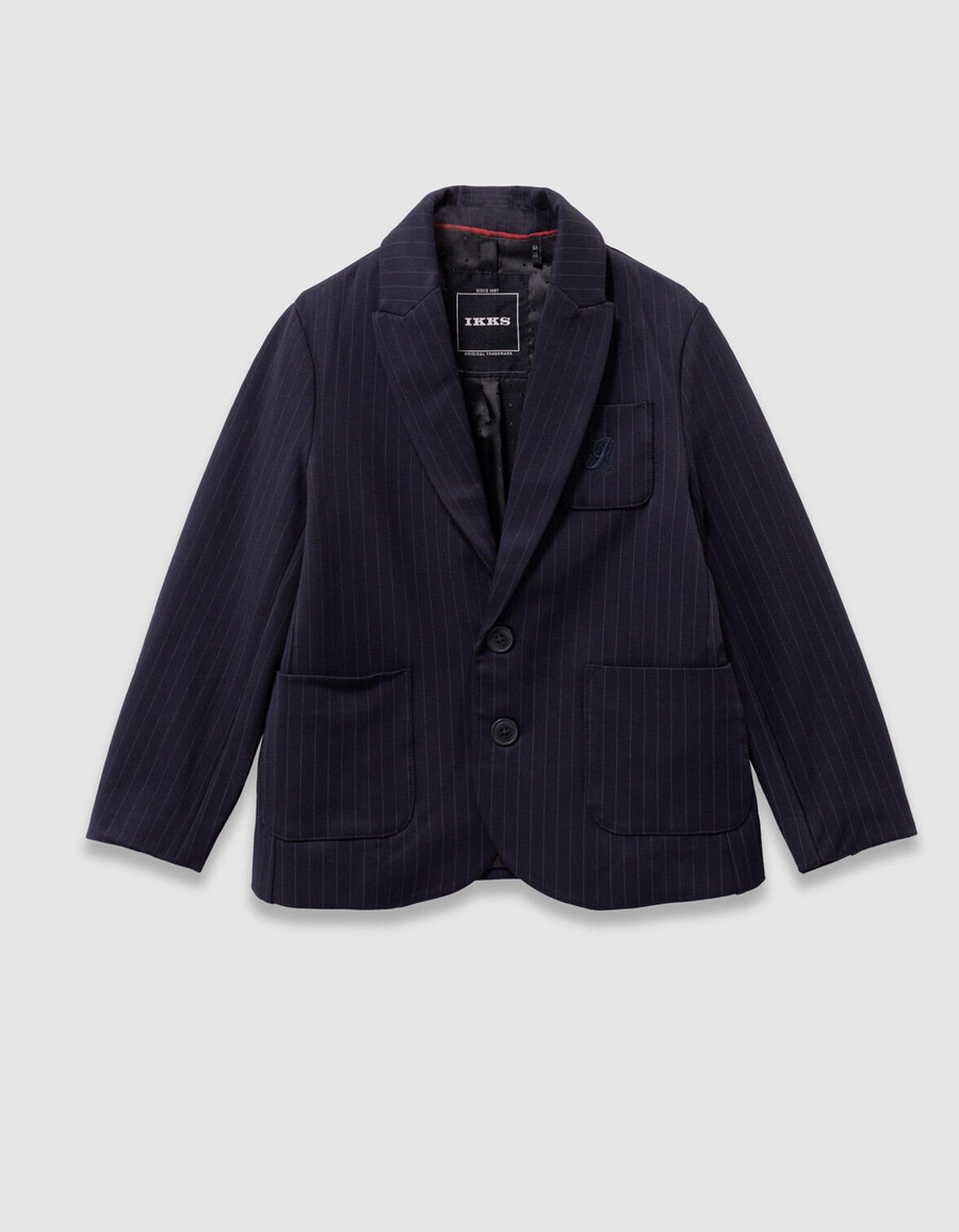 chaqueta de traje de raya diplomática azul marino para niño