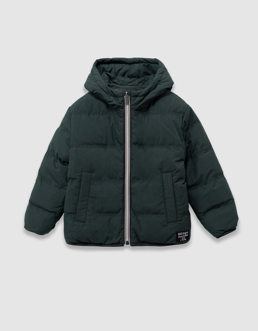 chaqueta acolchada reversible de terciopelo verde para niño