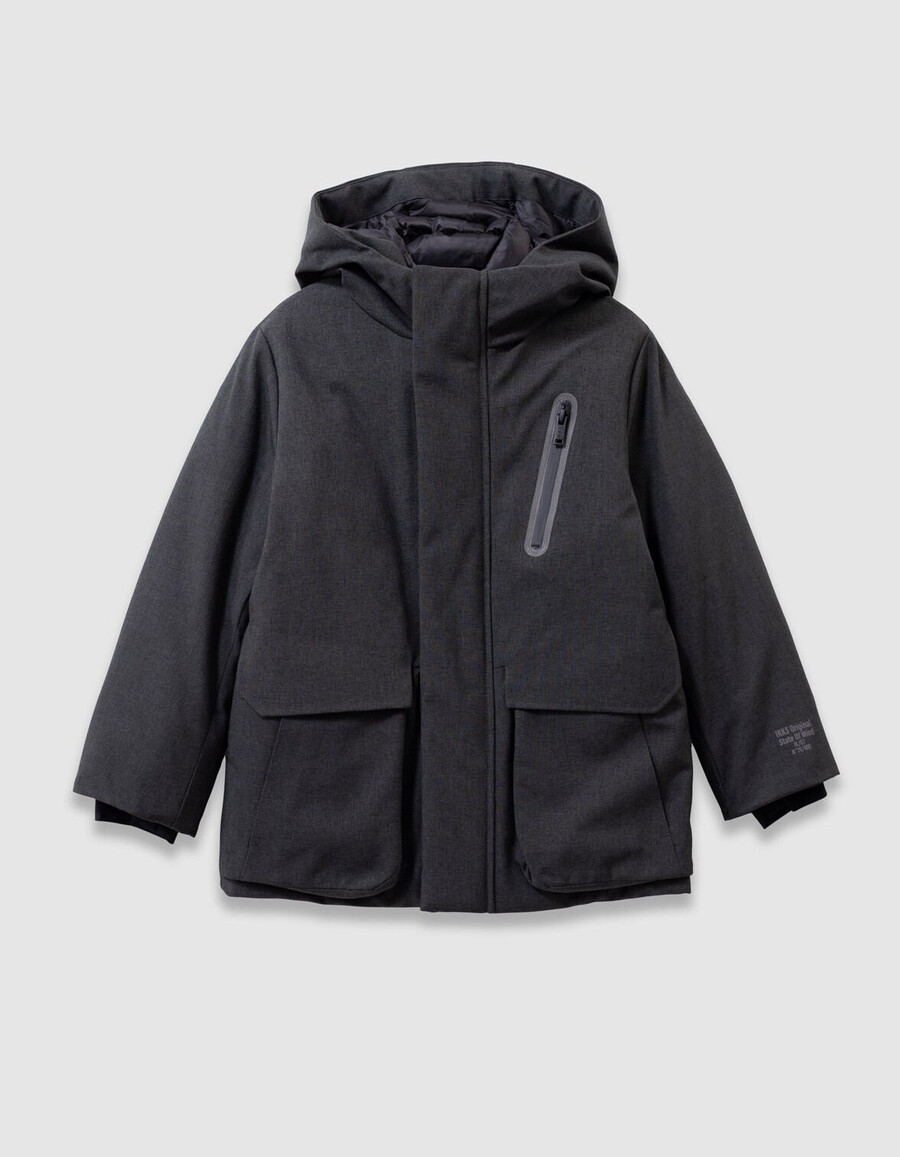 parka gris para niño con forro acolchado