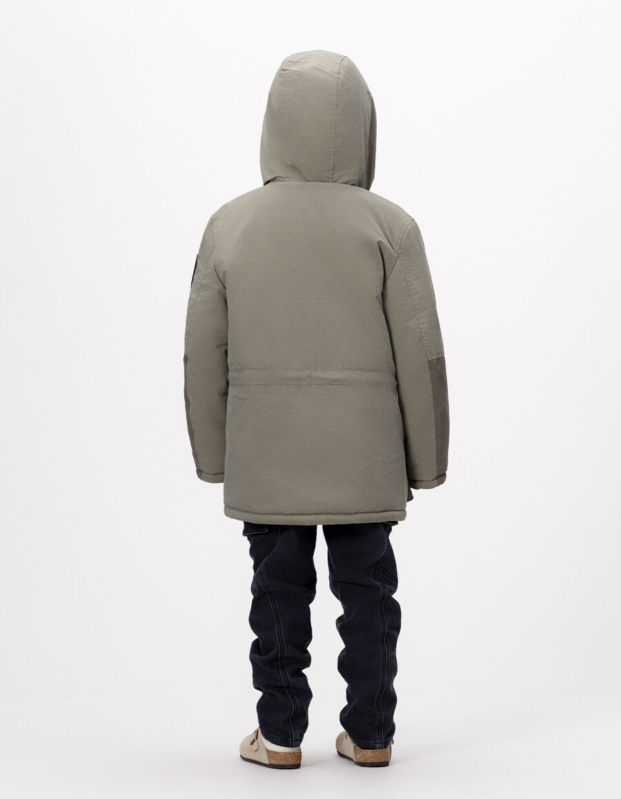 parka caqui 3 en 1 y chaqueta acolchada reversible para niño