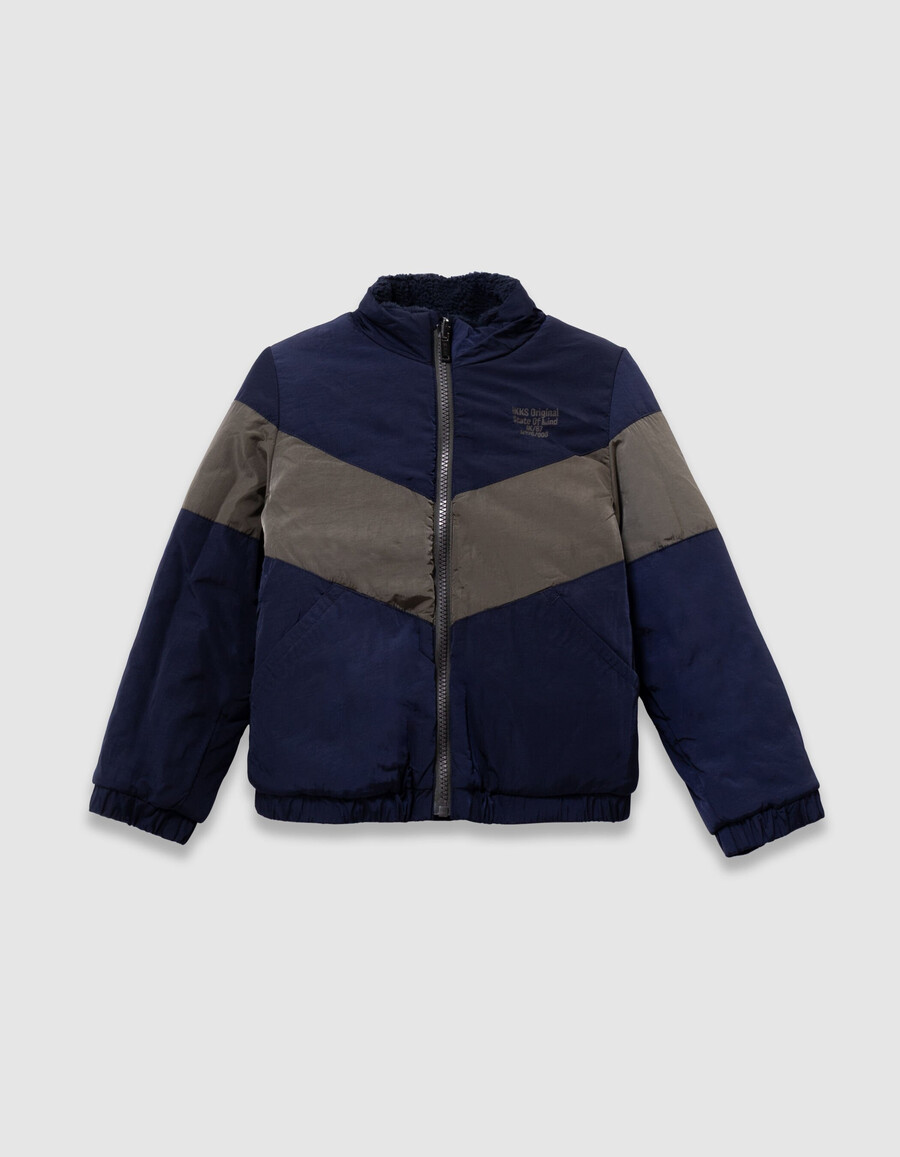 parka caqui 3 en 1 y chaqueta acolchada reversible para niño
