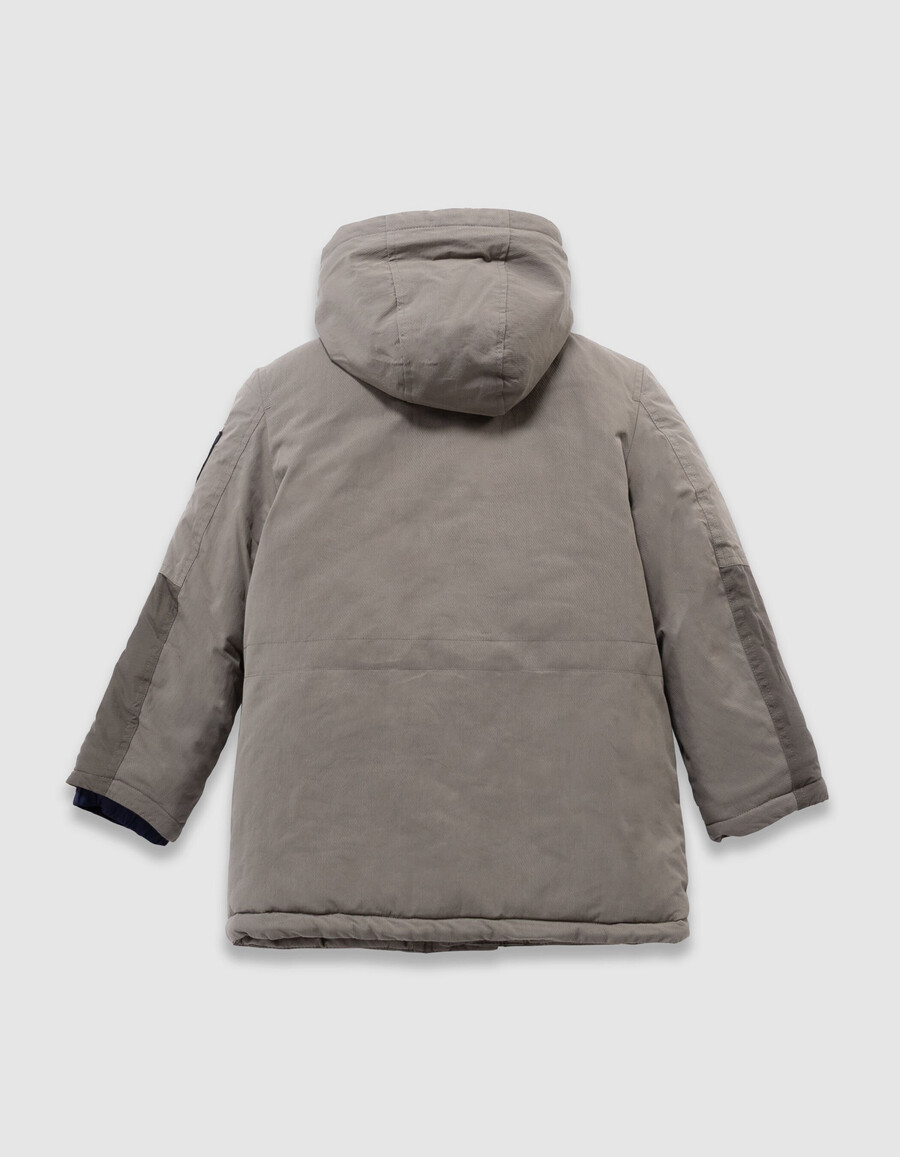 parka caqui 3 en 1 y chaqueta acolchada reversible para niño