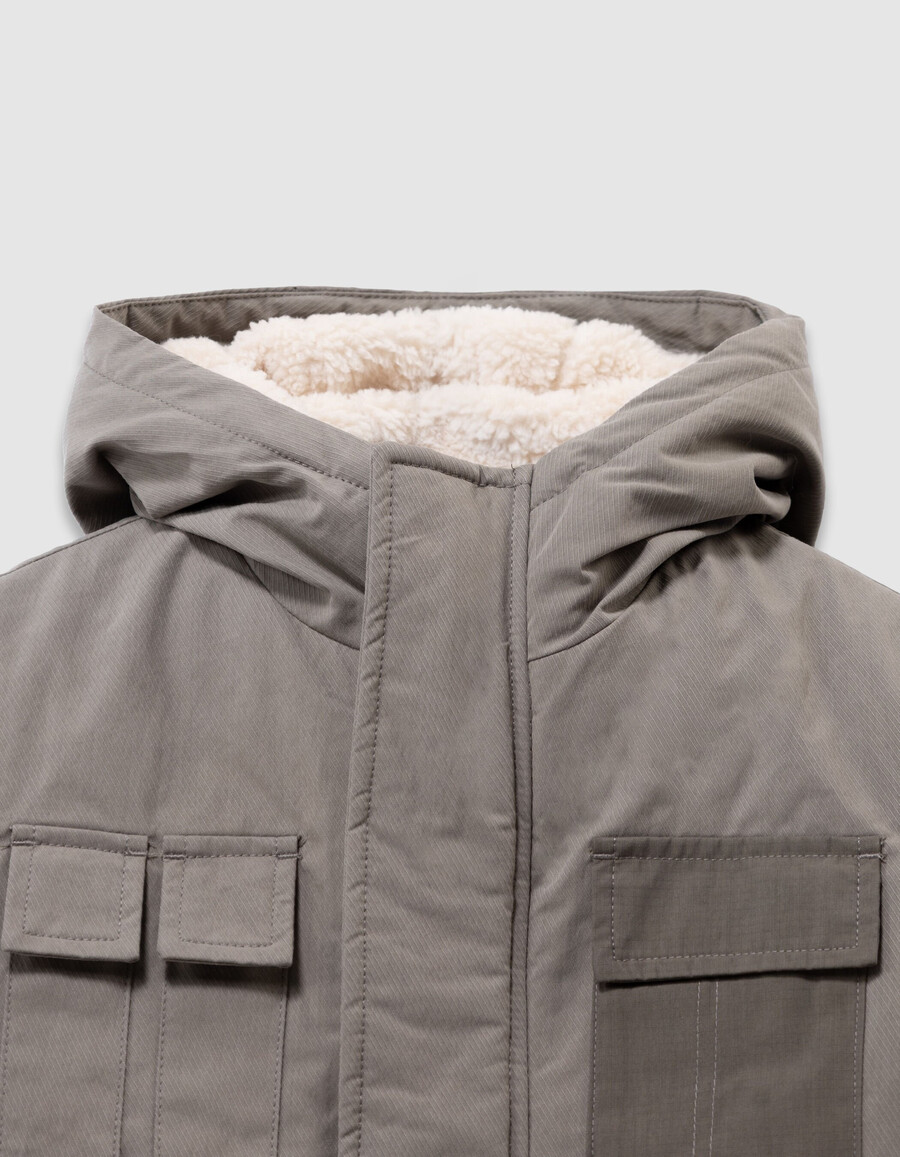 parka caqui 3 en 1 y chaqueta acolchada reversible para niño
