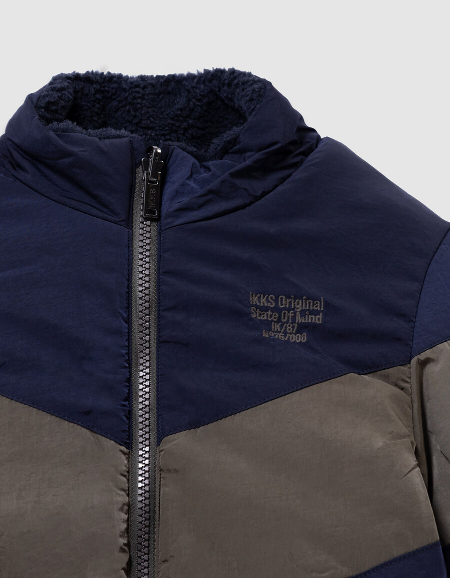 parka caqui 3 en 1 y chaqueta acolchada reversible para niño