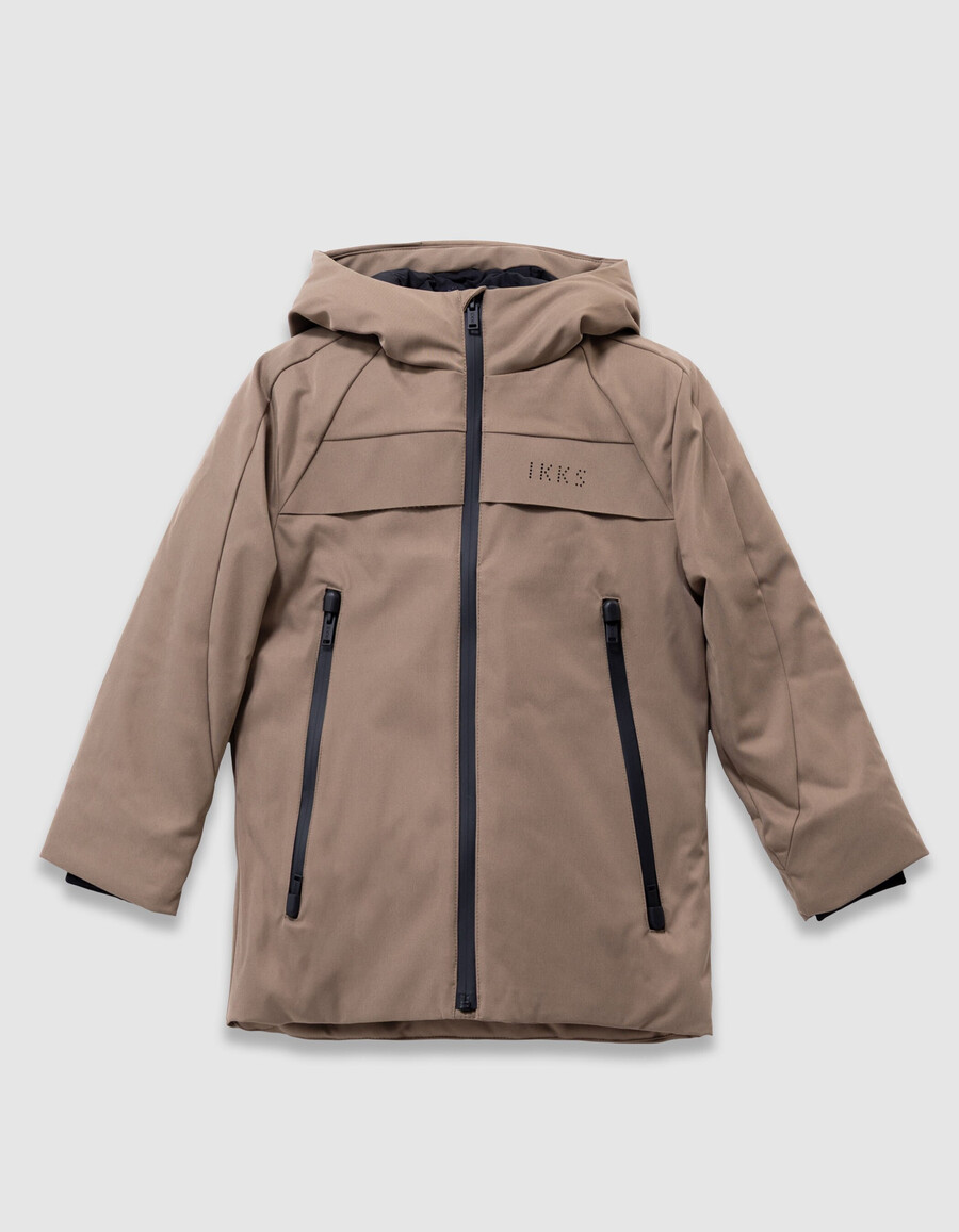 parka beige 2 en 1 y chaqueta acolchada sin mangas para niño