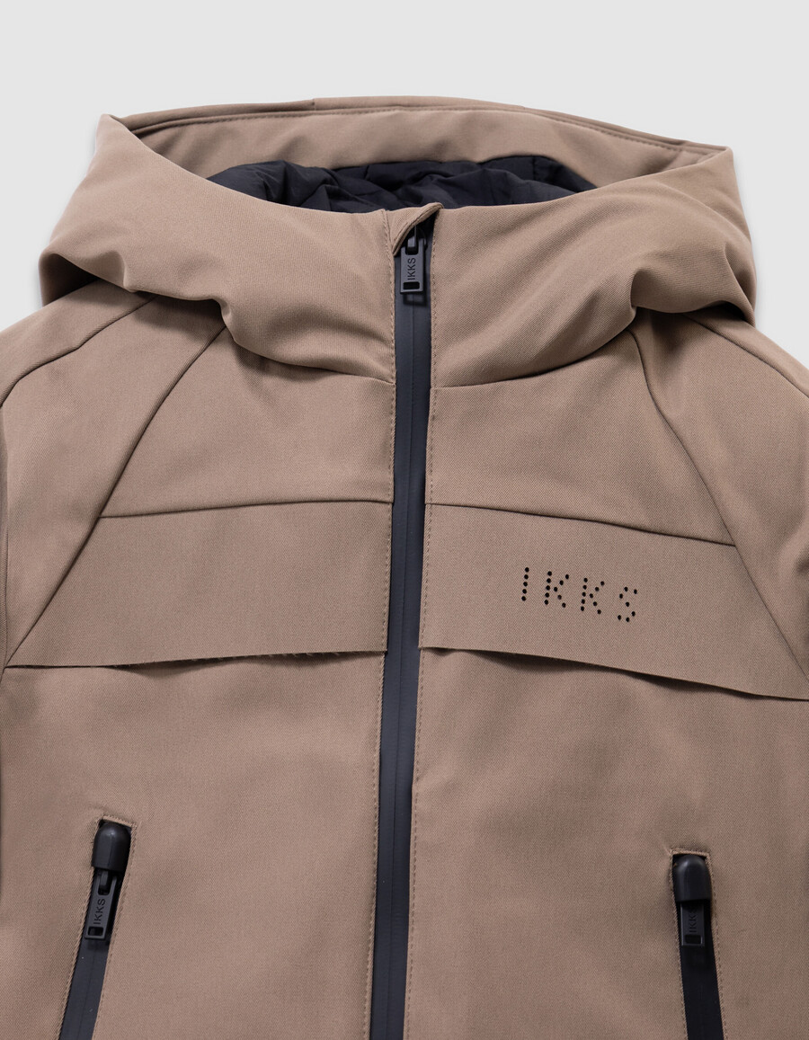 parka beige 2 en 1 y chaqueta acolchada sin mangas para niño