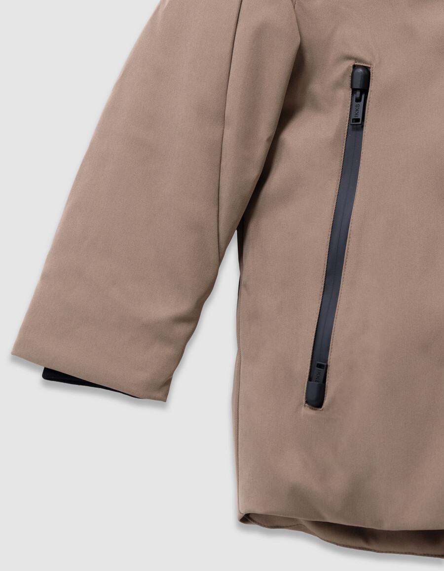 parka beige 2 en 1 y chaqueta acolchada sin mangas para niño