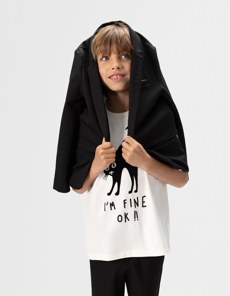 chaqueta de traje de ocasión semi lisa negra para niño