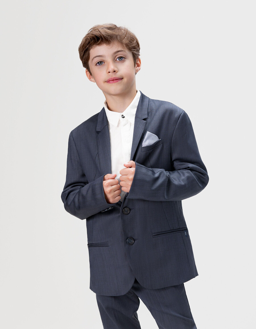 chaqueta de traje azul marino para niño