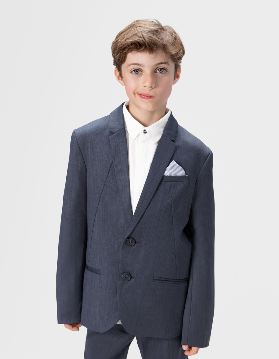 chaqueta de traje azul marino para niño