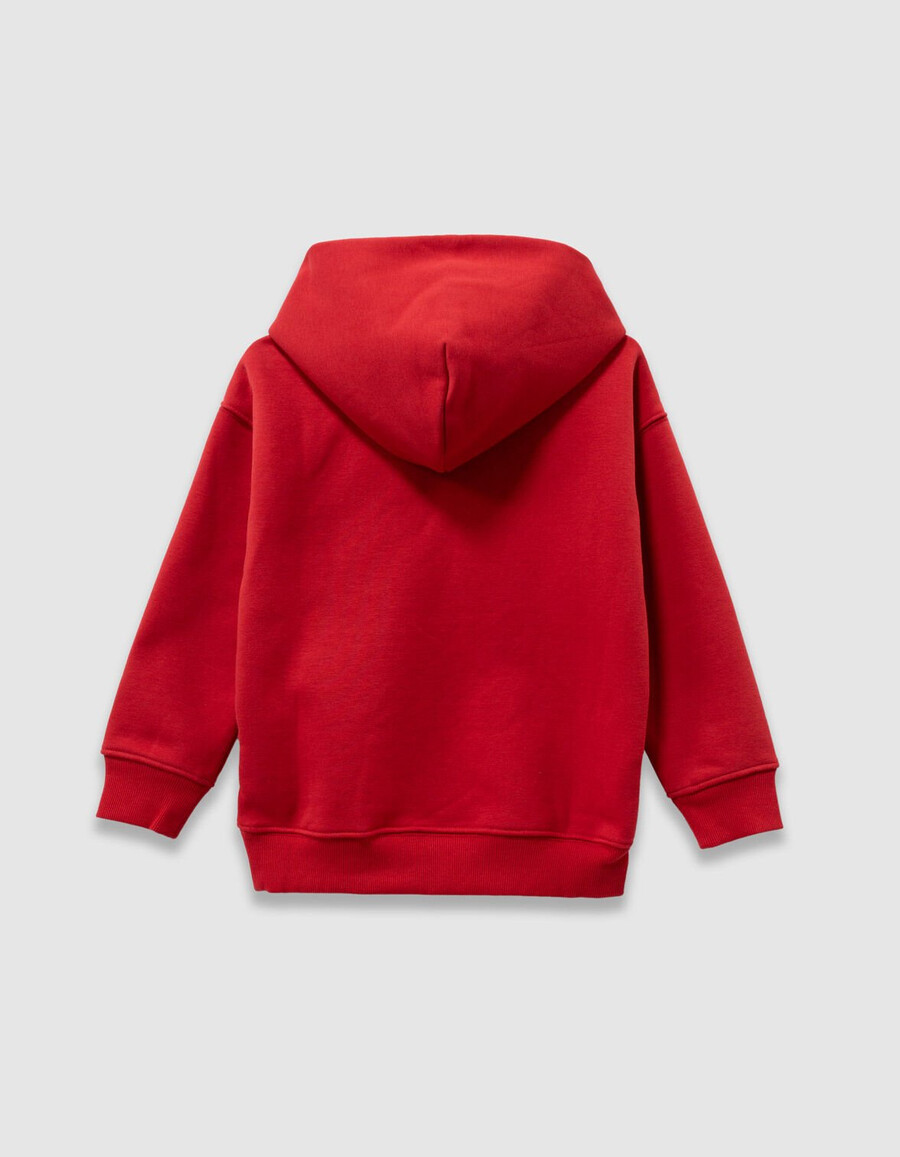 sudadera roja con capucha para niño con imagen lenticular