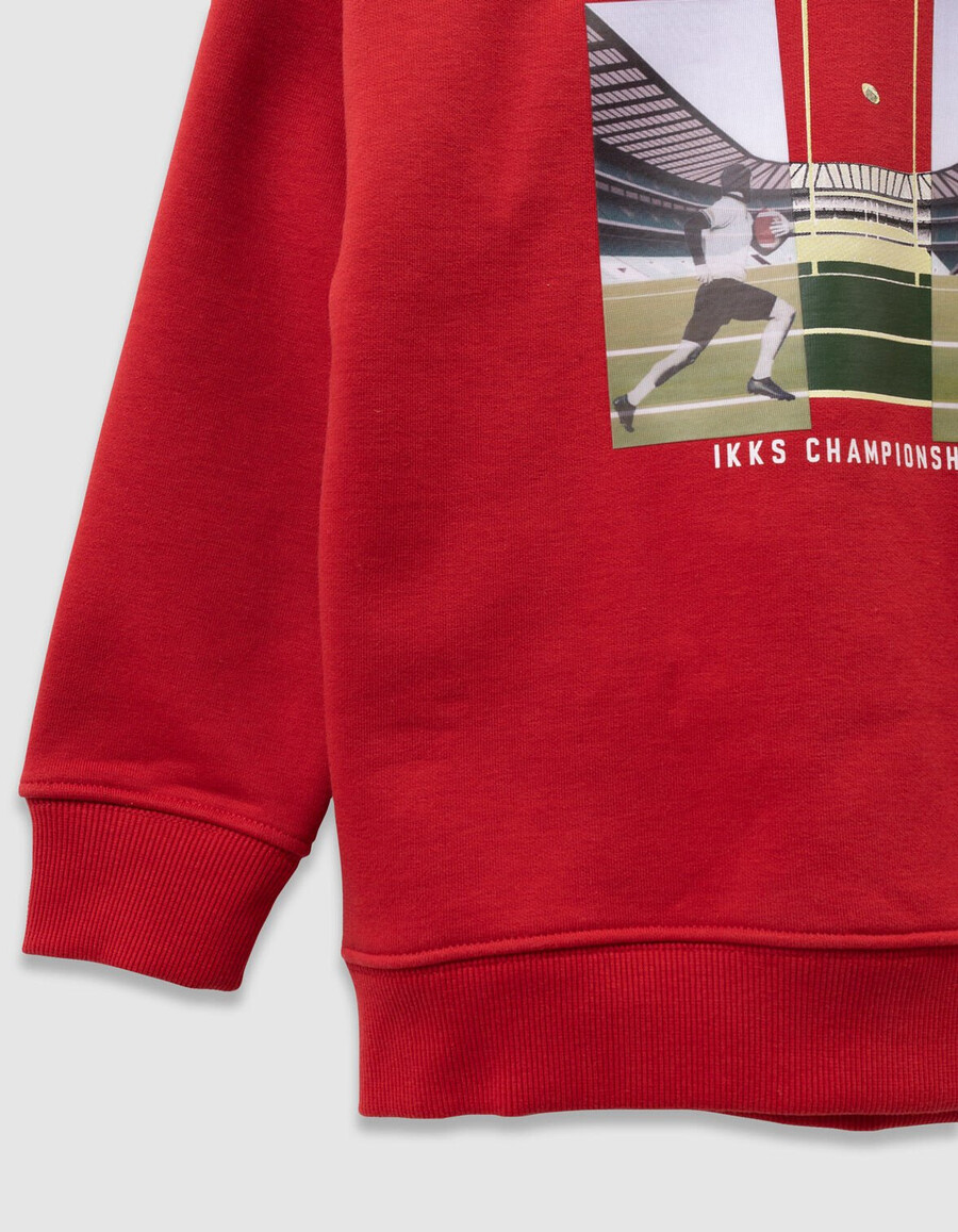 sudadera roja con capucha para niño con imagen lenticular