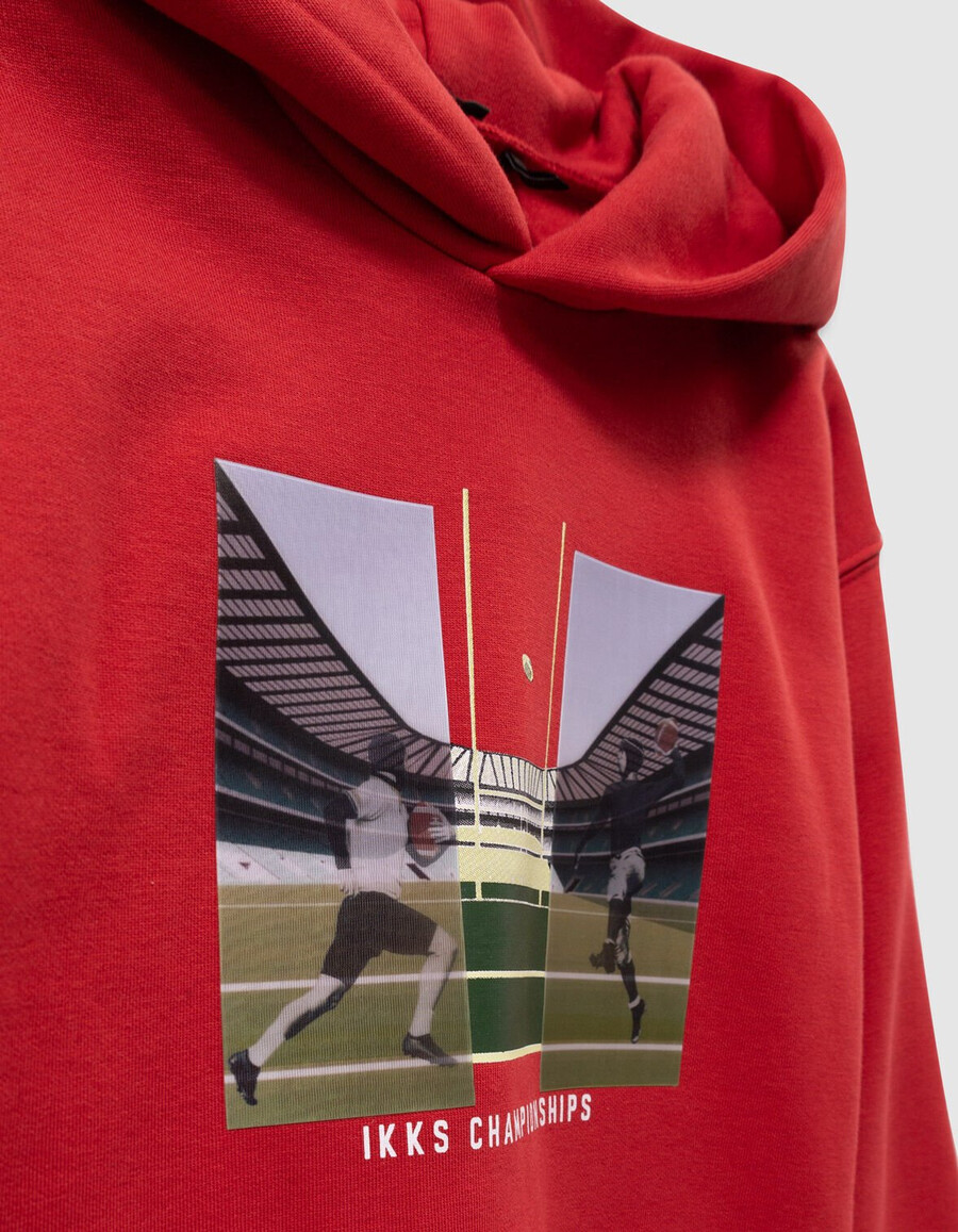 sudadera roja con capucha para niño con imagen lenticular
