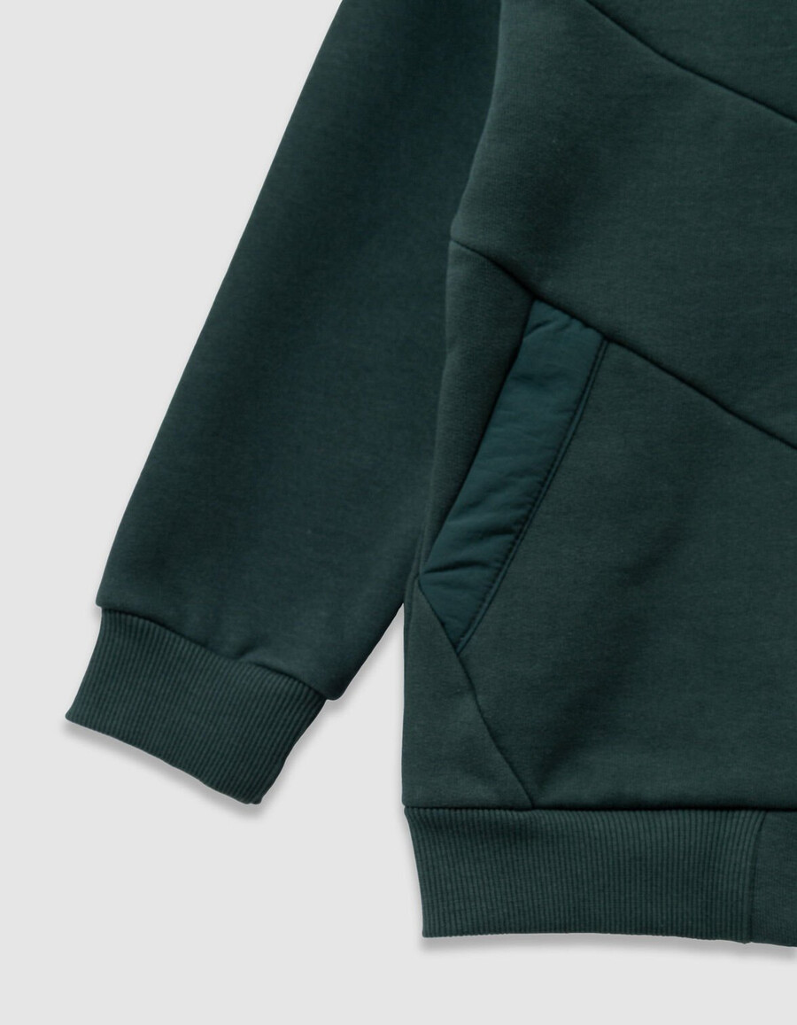 cárdigan verde con capucha y cremallera para niño