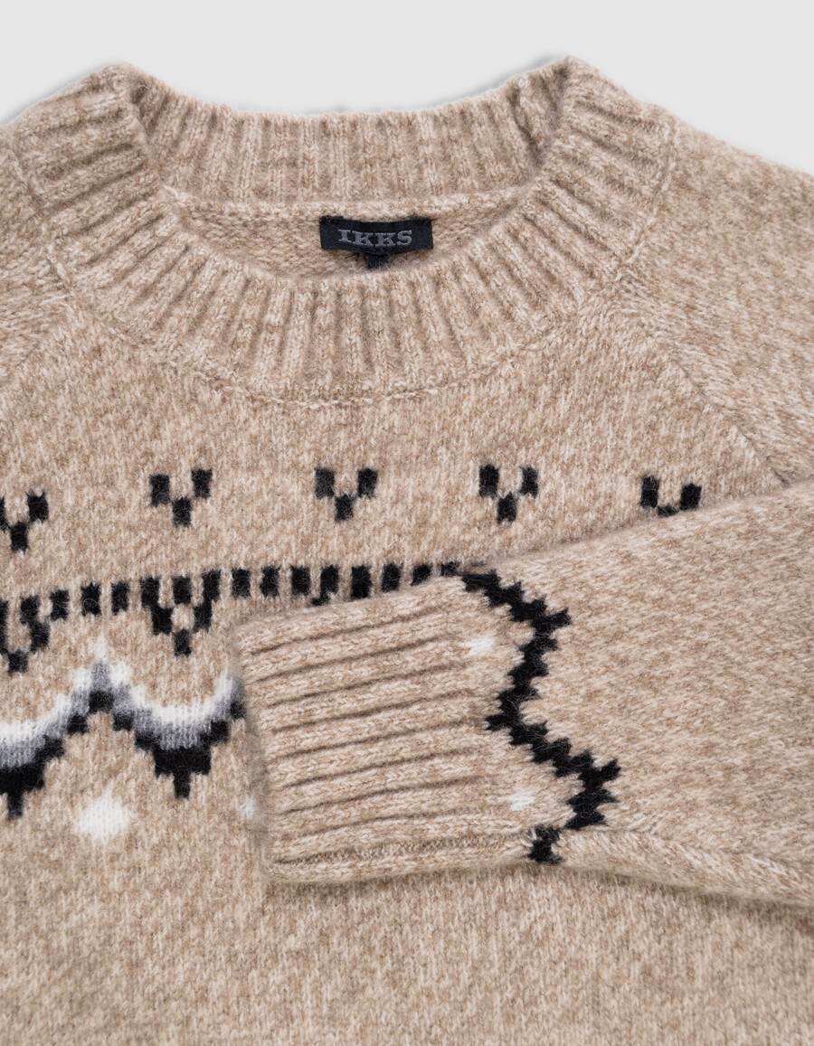 suéter de invierno de punto jacquard beige para niño