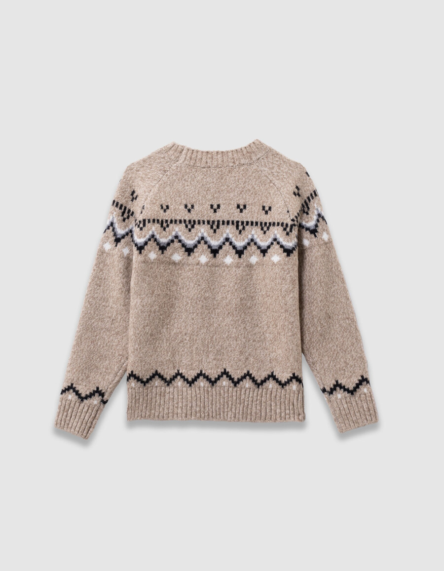 suéter de invierno de punto jacquard beige para niño