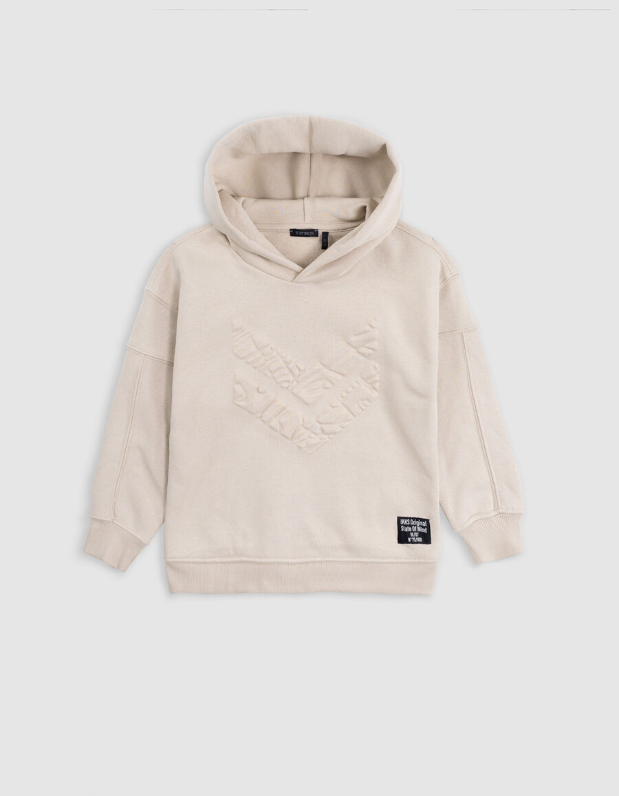 sudadera beige maxi con estampado de espiga para niño