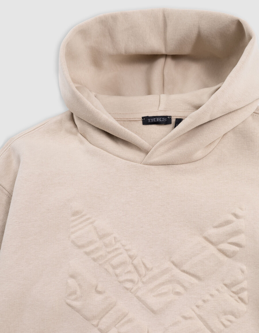 sudadera beige maxi con estampado de espiga para niño