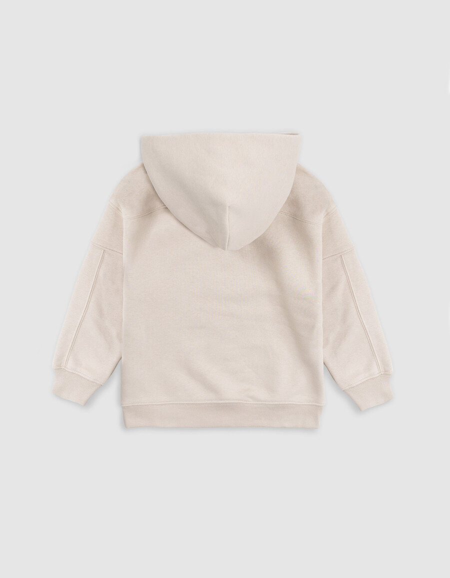 sudadera beige maxi con estampado de espiga para niño