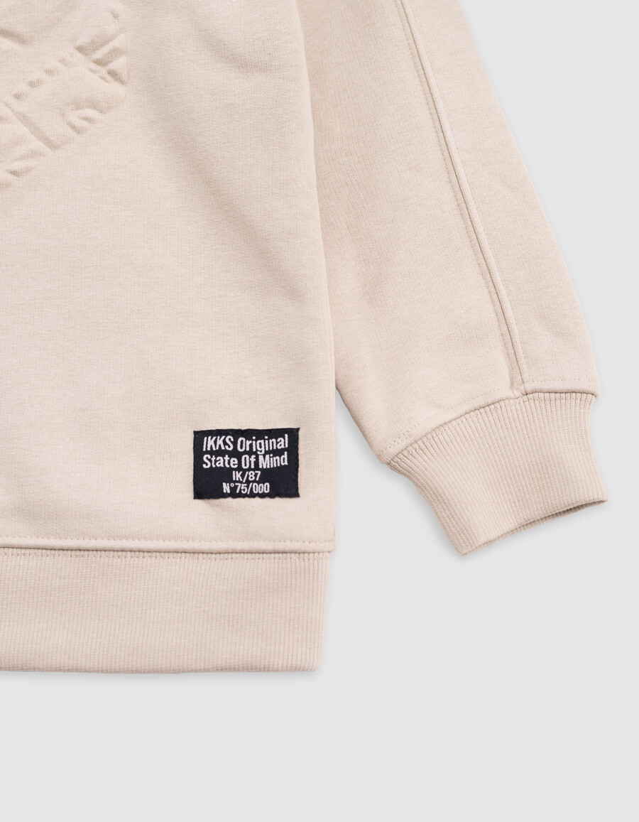 sudadera beige maxi con estampado de espiga para niño