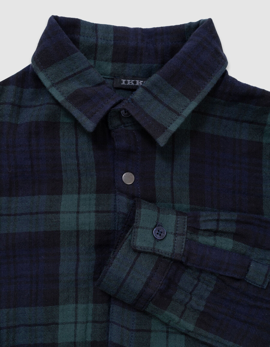 camisa de manga larga a cuadros verdes para niño