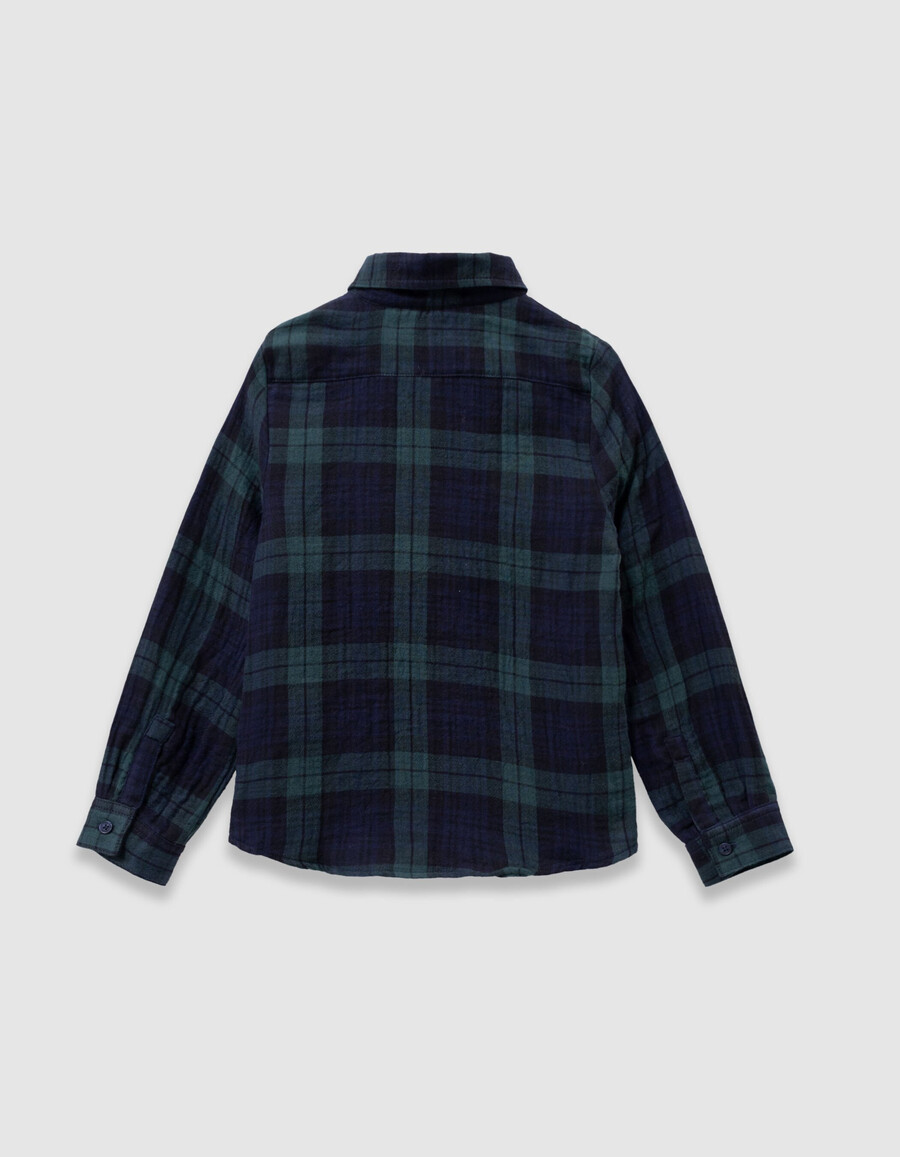 camisa de manga larga a cuadros verdes para niño