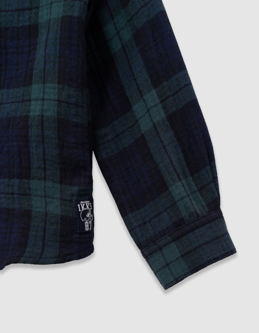 camisa de manga larga a cuadros verdes para niño